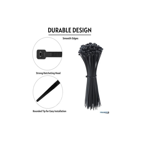 Cable Zip Ties 9 Long Extra Heavy Duty - UV Resistant Nylon - 250 Lbs Tensile Strength - 100 Pc Pack